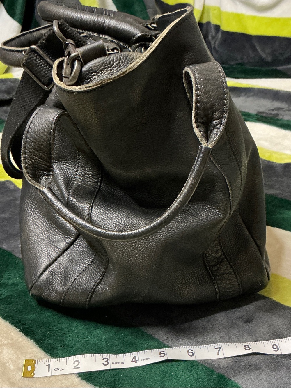 Free People We The Free Leslie Leather Tote Bag Satchel Distressed Black - Picture 11 of 14